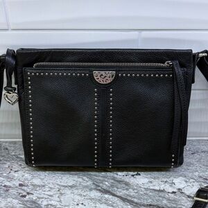 Brighton Black Crossbody Bag with Silver Studs
